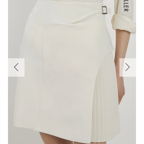 Karen Millen Tailored Buckle Detail Pleated Mini Skirt, NWT - Picture 2 of 8